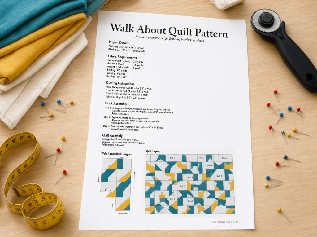 Free Printable Walk About Quilt Pattern (1)