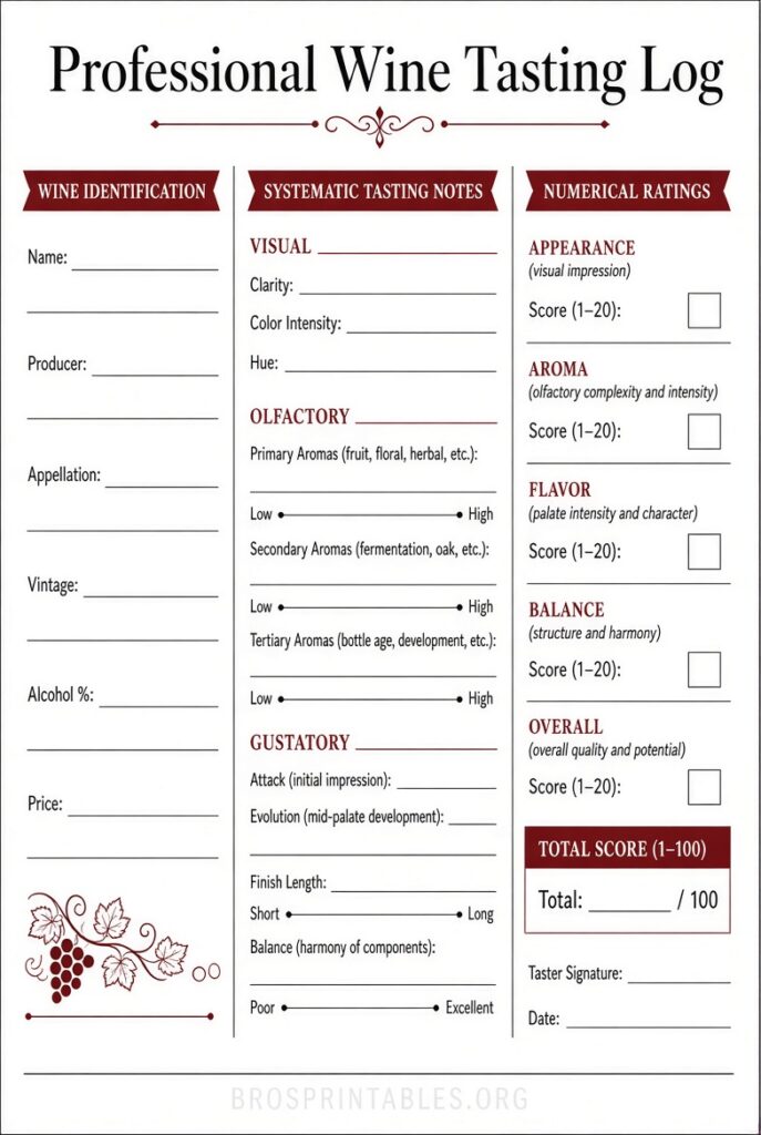 Free Printable Wine Tasting Sheets (1)
