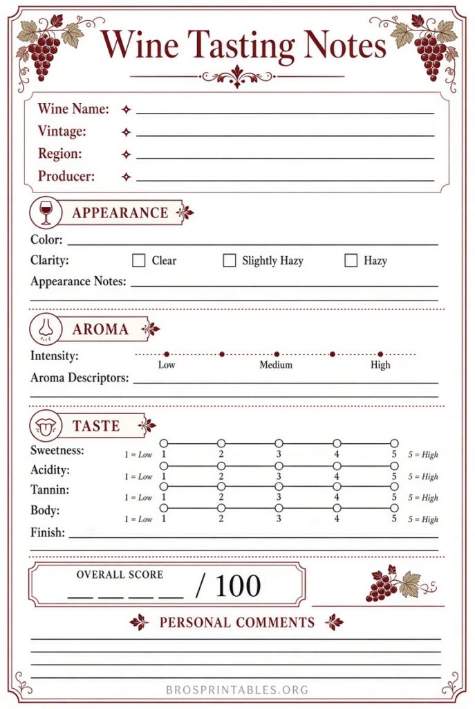 Free Printable Wine Tasting Sheets (3)