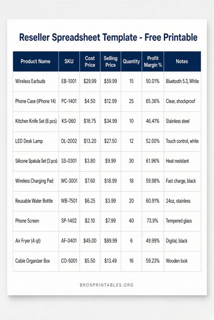 Free Reseller Spreadsheet Template (2)