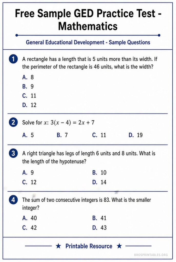 Free Sample Ged Test Printable (1)
