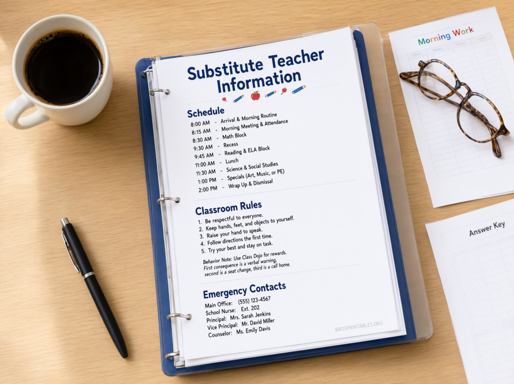Free Substitute Teacher Binder Printables (1)