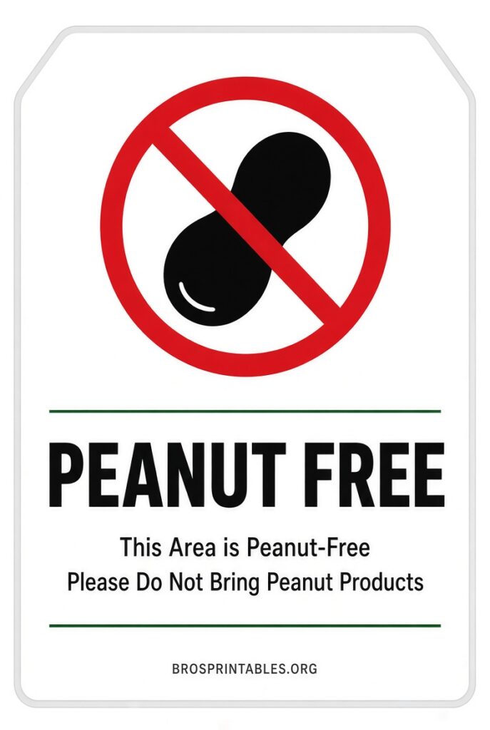Peanut Free Signs Printable (1)