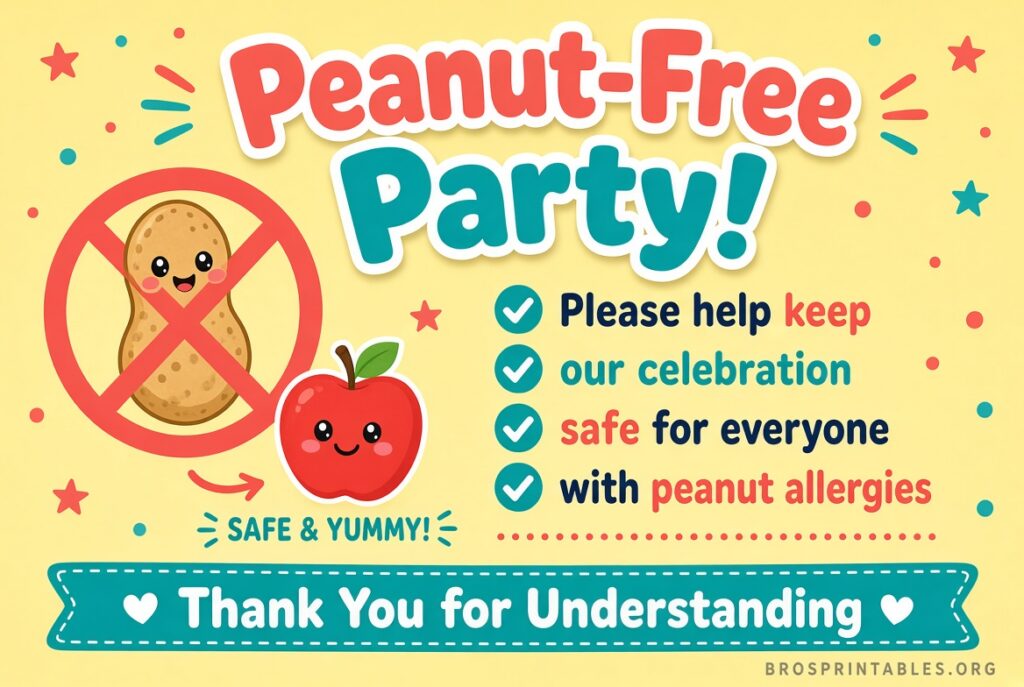 Peanut Free Signs Printable (2)